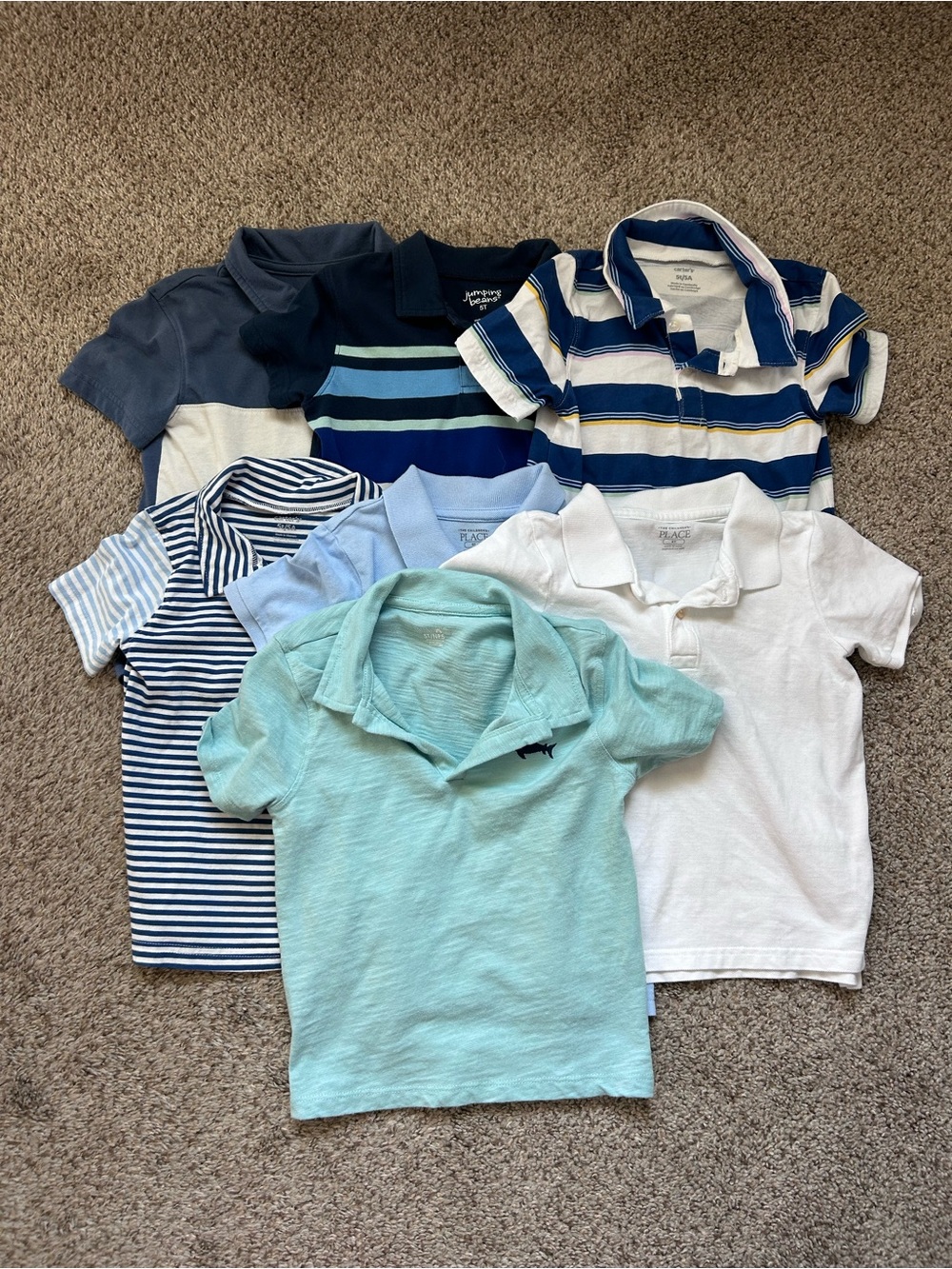 Lot of 7 Boys Short-Sleeve Polos- Jumping Beans, Carters, Children’s Place